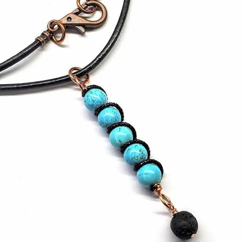 Turquoise Gemstone Spiral Pendant With Lava Rock Bead – Handmade Copper Jewelry | Made in USA Alexa Martha Designs  Pendant