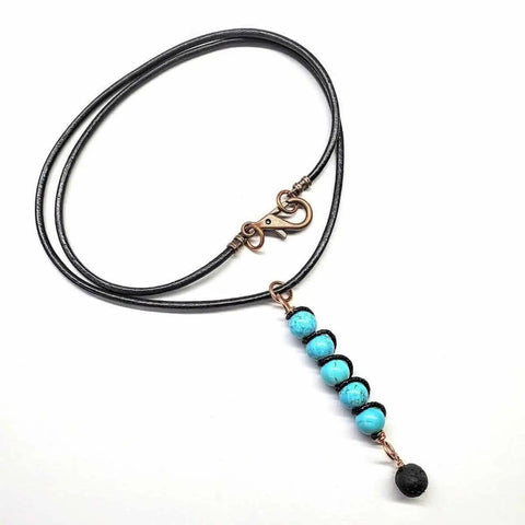 Turquoise Gemstone Spiral Pendant With Lava Rock Bead – Handmade Copper Jewelry | Made in USA Alexa Martha Designs  Pendant
