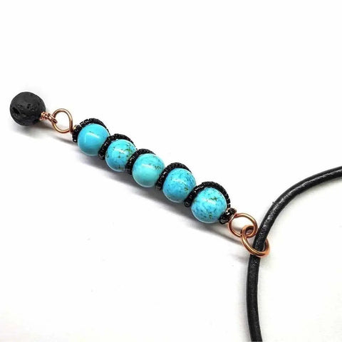 Turquoise Gemstone Spiral Pendant With Lava Rock Bead – Handmade Copper Jewelry | Made in USA Alexa Martha Designs  Pendant
