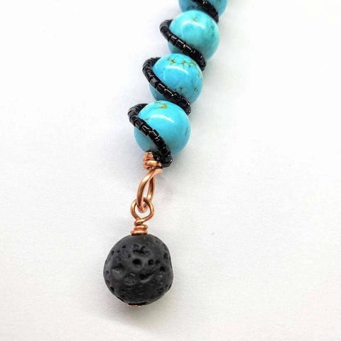 Turquoise Gemstone Spiral Pendant With Lava Rock Bead – Handmade Copper Jewelry | Made in USA Alexa Martha Designs  Pendant
