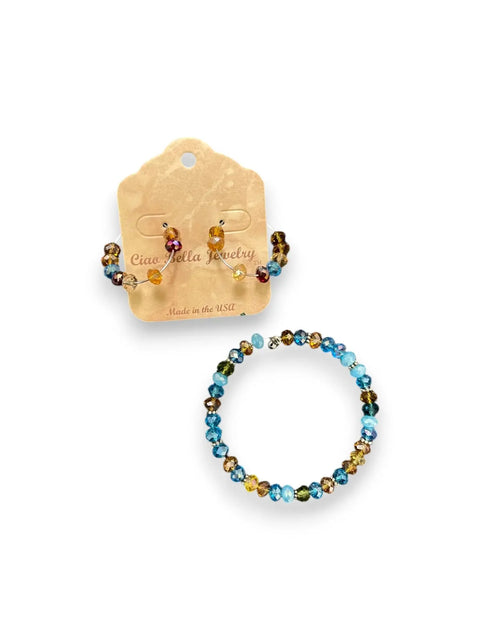 Turquoise Green Copper Beaded Wrap Bracelet And Hoop Earrings Set – Handmade Jewelry | Made In USA Michelle Marie Boutique  Bracelet Set