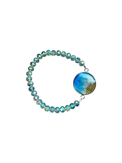 Turquoise Resin Stretch Bracelet – Handmade Coastal Jewelry with Adjustable Beads | Made in USA by Michelle Marie Boutique Michelle Marie Boutique  Bracelets