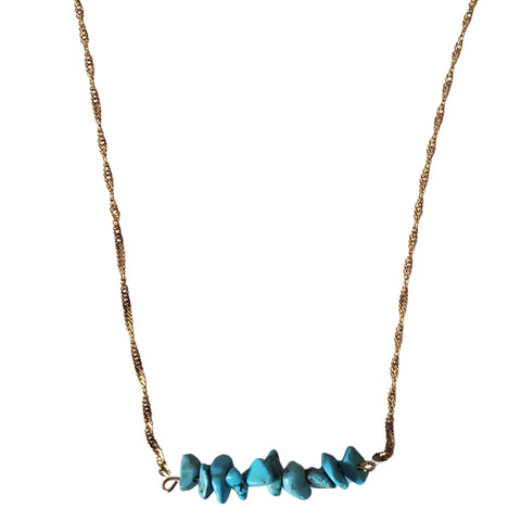 Turquoise Stone Bar Necklace – Rose Gold Plated Chain 16 Inch – Handmade Jewelry Gift | Made in USA Michelle Marie Boutique  Necklace