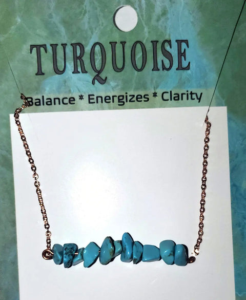 Turquoise Stone Bar Necklace – Rose Gold Plated Chain 16 Inch – Handmade Jewelry Gift | Made in USA Michelle Marie Boutique  Necklace