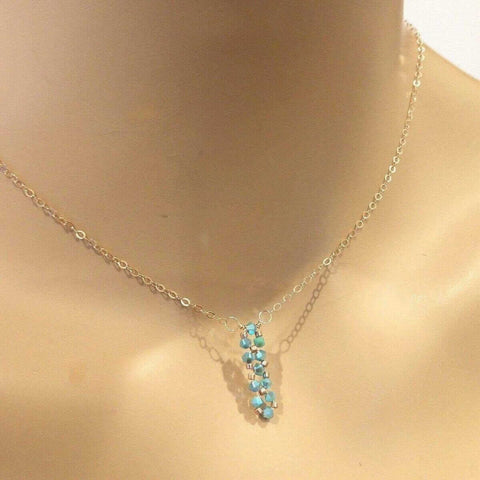 Turquoise Swarovski Crystal Bar Necklace – 14k Rose Gold Chain | Made in USA Alexa Martha Designs  Necklace