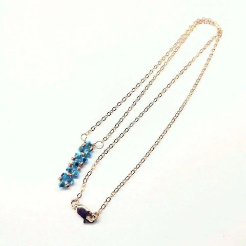 Turquoise Swarovski Crystal Bar Necklace – 14k Rose Gold Chain | Made in USA Alexa Martha Designs  Necklace