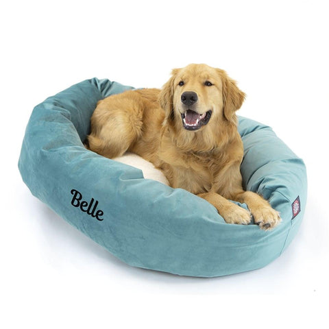 Velvet Sherpa Bagel Dog Bed – Cozy Plush Pet Lounger | Made in USA Majestic Pet 