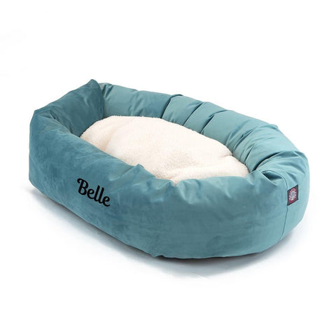 Velvet Sherpa Bagel Dog Bed – Cozy Plush Pet Lounger | Made in USA Majestic Pet 