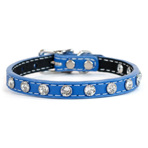Tuscan Leather Dog Collar 3/8 Inch Narrow Width with Swarovski Crystals 8 Inch – Auburn Leathercrafters | Made in USA Auburn Leathercrafters  item