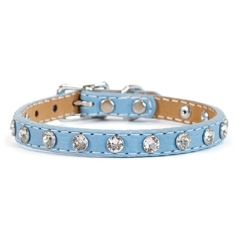 Tuscan Leather Dog Collar 3/8 Inch Narrow Width with Swarovski Crystals 8 Inch – Auburn Leathercrafters | Made in USA Auburn Leathercrafters  item