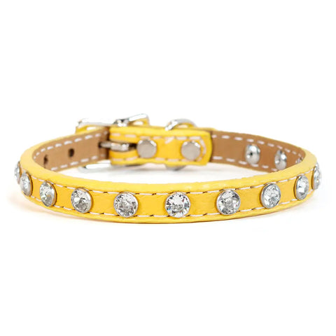 Tuscan Leather Dog Collar 3/8 Inch Narrow Width with Swarovski Crystals 8 Inch – Auburn Leathercrafters | Made in USA Auburn Leathercrafters  item