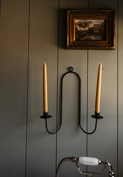 Twin Taper Candle Wall Sconce – 15 Inch Black Powder-Coated Steel | Handmade in USA Millstream Home  Homegoods