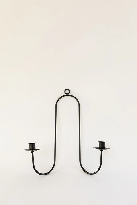 Twin Taper Candle Wall Sconce – 15 Inch Black Powder-Coated Steel | Handmade in USA Millstream Home  Homegoods