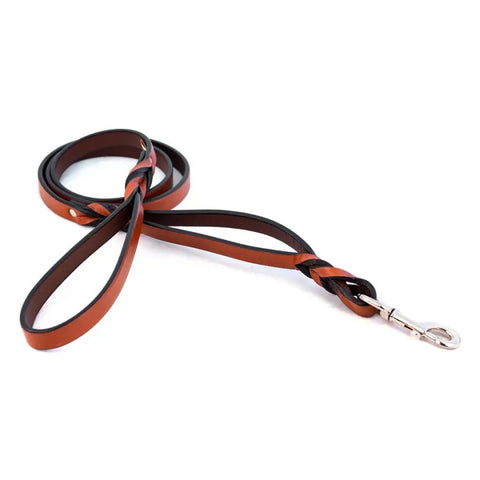Two-Handled Braided Bridle Leather Dog Leash – Durable Large Dog Control – Auburn Leathercrafters | Made in USA Auburn Leathercrafters  item