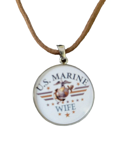 U.S. Marine Wife Pendant Necklace 1.25 Inch Diameter – Custom Military Jewelry | Made in USA Michelle Marie Boutique  Necklace