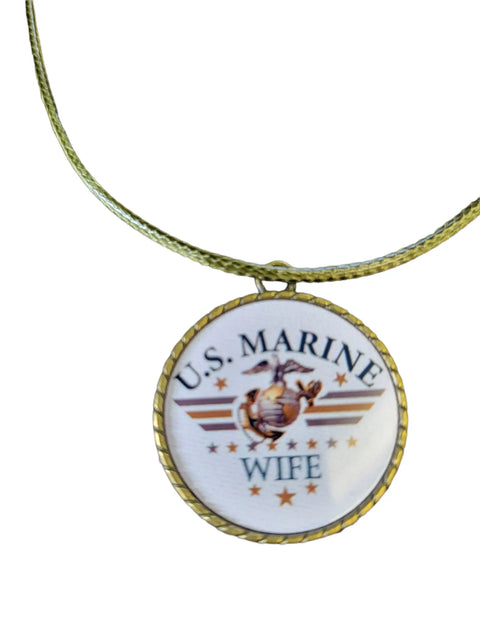 U.S. Marine Wife Pendant Necklace 1.25 Inch Diameter – Custom Military Jewelry | Made in USA Michelle Marie Boutique  Necklace