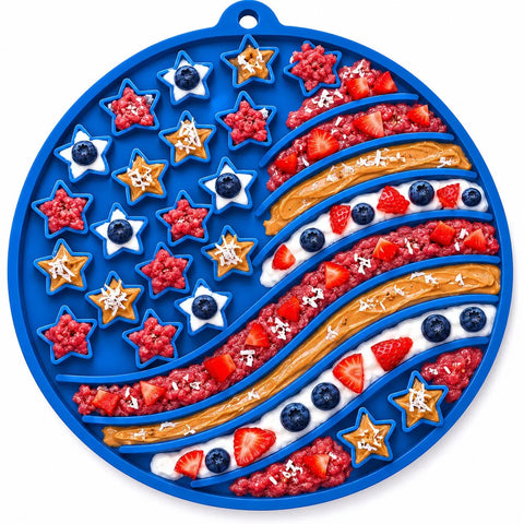 USA Flag Enrichment Lick Mat for Dogs and Cats – 8 Inch Slow Feeder with Suction Cups | Made in USA SodaPup  EMAT