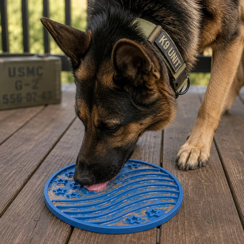 USA Flag Enrichment Lick Mat for Dogs and Cats – 8 Inch Slow Feeder with Suction Cups | Made in USA SodaPup  EMAT