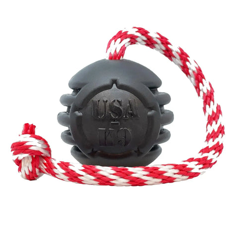 USA-K9 Magnum Black Rubber Tug and Chew Toy – Durable Dog Reward Toy | Made in USA SodaPup  Rubber Dog Toys