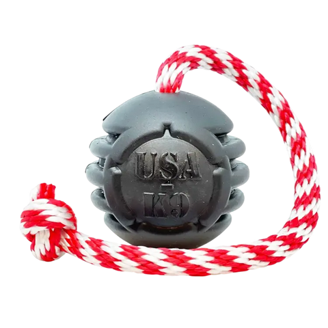 USA-K9 Magnum Black Rubber Tug and Chew Toy – Durable Dog Reward Toy | Made in USA SodaPup  Rubber Dog Toys