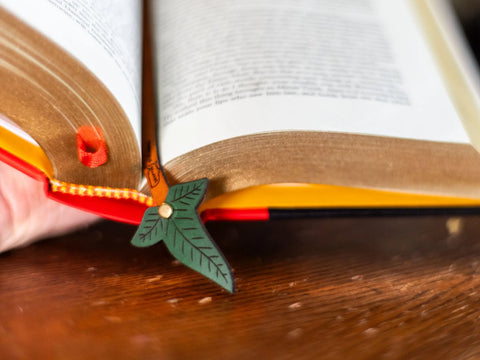 USA-Made Leather Elven Bookmark – Lorien Leaf Design | Slim Handmade Gift by KC Laser Co KC Laser Co 