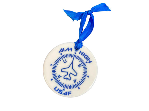 USAF Aim High Ceramic Christmas Ornament 3 Inch – Air Force Holiday Decor | Made in USA Gift Boxed Michelle Marie Boutique  Ornament