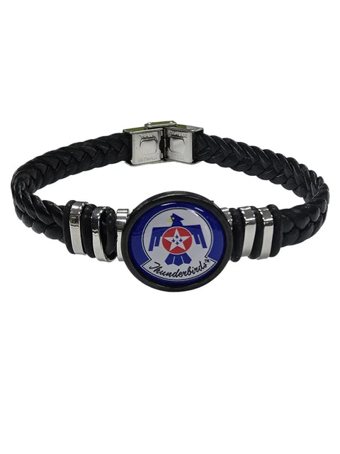 USAF Braided Leather Bracelet – Genuine Black Leather Patriotic Wristband | Made in USA Durable Military Gift Michelle Marie Boutique  Bracelets