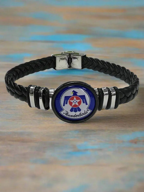 USAF Braided Leather Bracelet – Genuine Black Leather Patriotic Wristband | Made in USA Durable Military Gift Michelle Marie Boutique  Bracelets