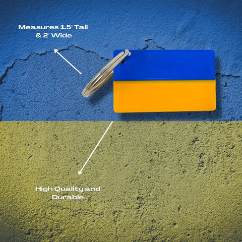Ukraine Flag Keychain 2-Pack – 1.5 by 2 Inch – Made in USA Chatelet Manufacturing 