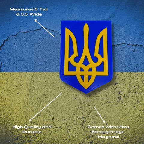 Ukraine Trident Coat of Arms Fridge Magnet - Show Your Support for Ukraine - Hard Plastic Decorative Magnet Chatelet Manufacturing 