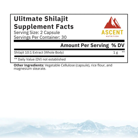 Ultimate Shilajit 60 Capsules – 10:1 Potent Himalayan Extract for Energy & Detox | Ascent Nutrition | Made in USA Ascent Nutrition  simple