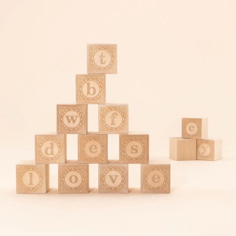 Uncle Goose 14-Piece Lowercase Alphabet Blocks Set – 1.75 Inch Sustainable Basswood Cubes | Made in USA Uncle Goose  Classic Goose