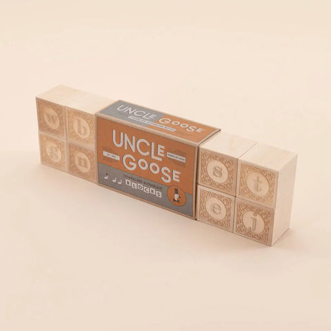 Uncle Goose 14-Piece Lowercase Alphabet Blocks Set – 1.75 Inch Sustainable Basswood Cubes | Made in USA Uncle Goose  Classic Goose