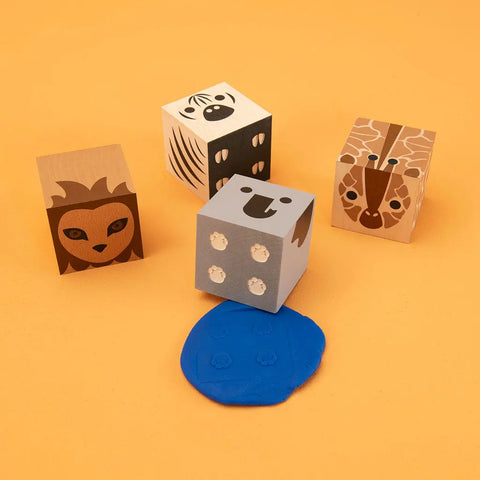 Uncle Goose 4-Piece Safari Animal Wooden Blocks Set – Eco-Friendly 1.75 Inch Cubes | Made in USA Uncle Goose  Cubelings