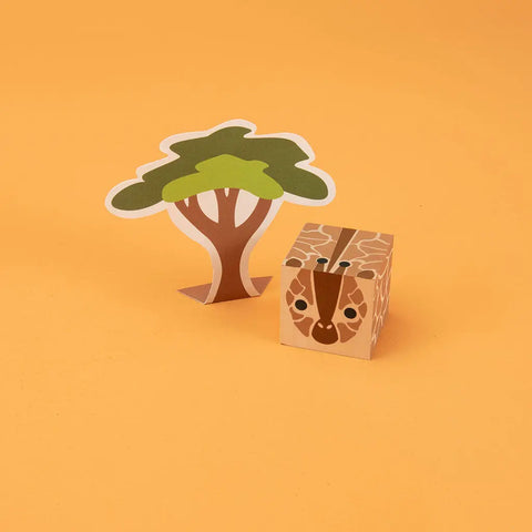 Uncle Goose 4-Piece Safari Animal Wooden Blocks Set – Eco-Friendly 1.75 Inch Cubes | Made in USA Uncle Goose  Cubelings