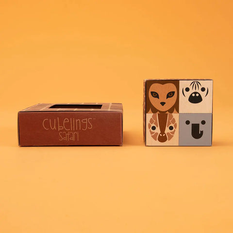 Uncle Goose 4-Piece Safari Animal Wooden Blocks Set – Eco-Friendly 1.75 Inch Cubes | Made in USA Uncle Goose  Cubelings