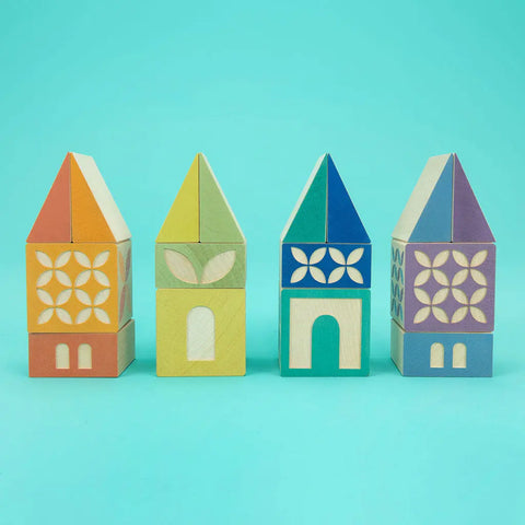 Uncle Goose 80-Piece Wooden Building Blocks Set – Colorful Square and Triangle Shapes | Sustainable Basswood Toy Made in USA Uncle Goose  Grow