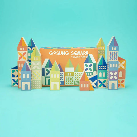 Uncle Goose 80-Piece Wooden Building Blocks Set – Colorful Square and Triangle Shapes | Sustainable Basswood Toy Made in USA Uncle Goose  Grow