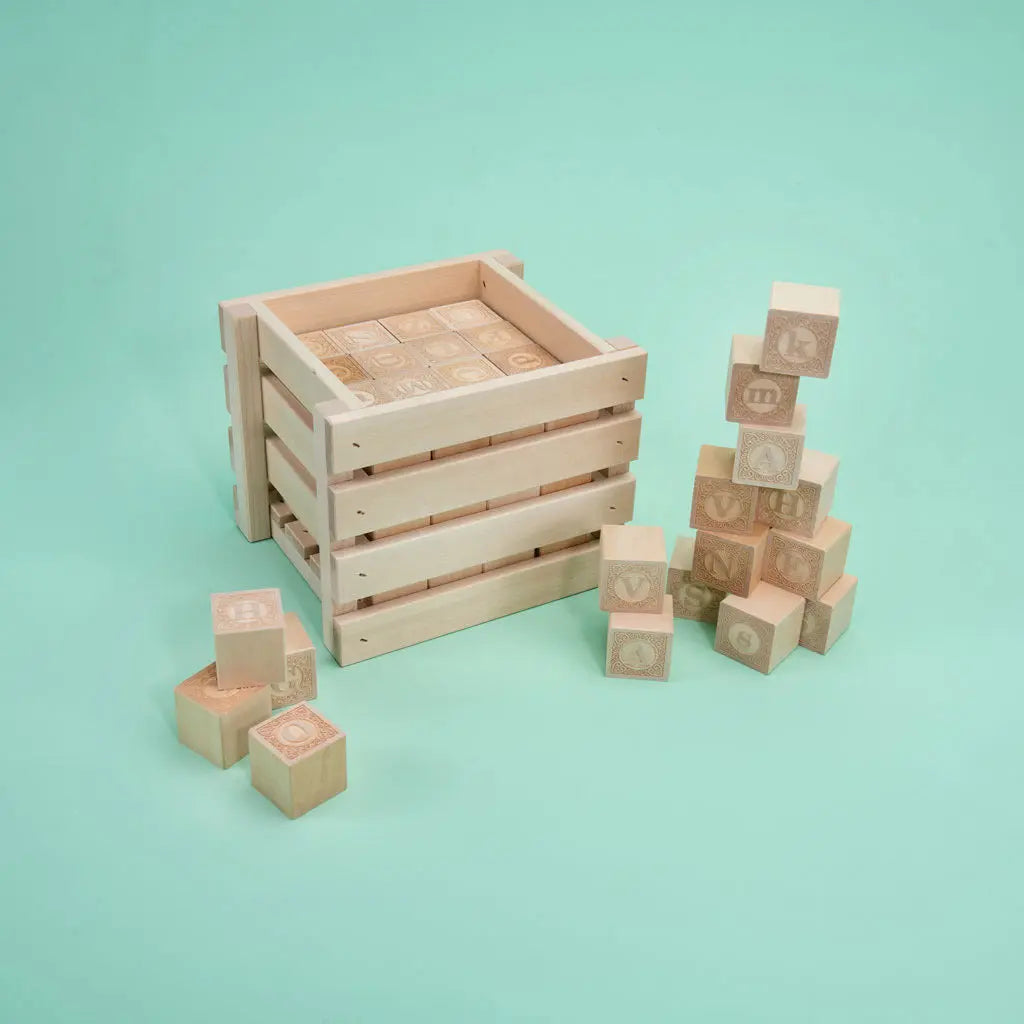 Uncle Goose Wooden Educational Alphabet Blocks 64pcs – 1.75 Inch Bassw ...
