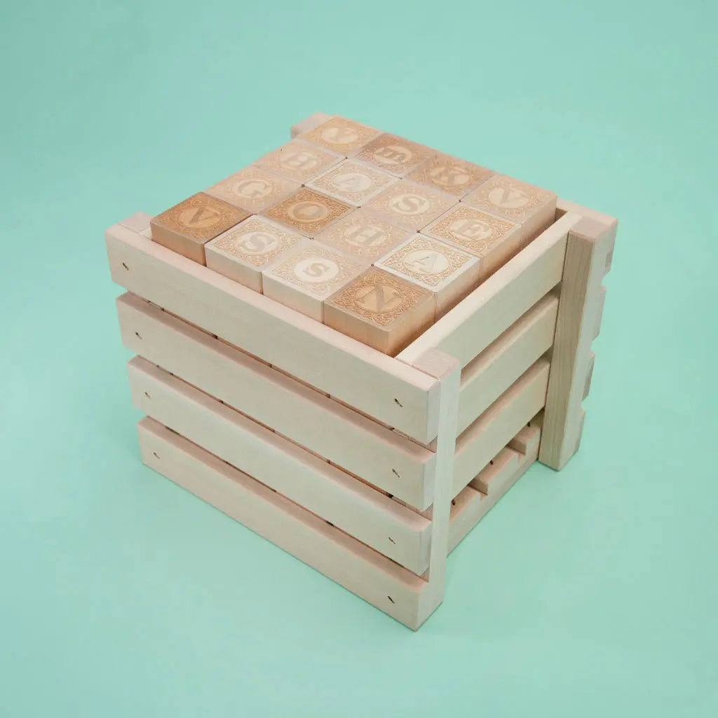 Uncle Goose Wooden Educational Alphabet Blocks 64pcs – 1.75 Inch Bassw ...