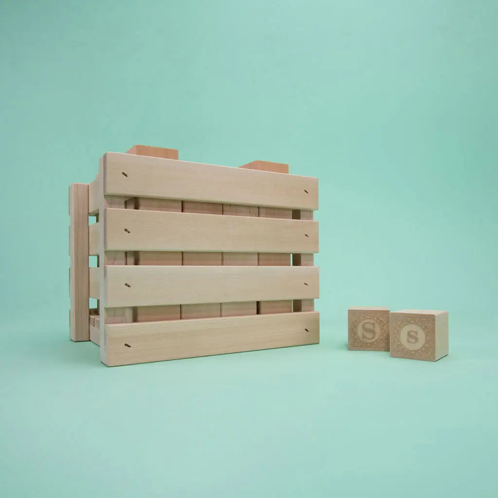 Uncle Goose Wooden Educational Alphabet Blocks 64pcs – 1.75 Inch Bassw ...