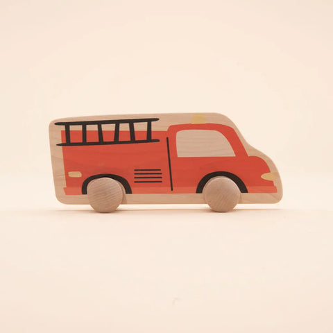 Uncle Goose Auto Roller Wooden Fire Truck Push Toy – 6x4.5 Inch Maple Vehicle for Kids Age 3+ | Made in USA Uncle Goose  Rollers