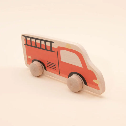 Uncle Goose Auto Roller Wooden Fire Truck Push Toy – 6x4.5 Inch Maple Vehicle for Kids Age 3+ | Made in USA Uncle Goose  Rollers