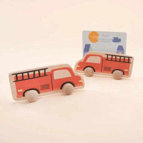 Uncle Goose Auto Roller Wooden Fire Truck Push Toy – 6x4.5 Inch Maple Vehicle for Kids Age 3+ | Made in USA Uncle Goose  Rollers
