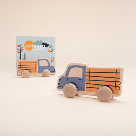 Uncle Goose Auto Roller Wooden Flatbed Truck Toy – 6x4 Inch Push Vehicle for Toddlers 3+ | Made in USA Handcrafted Uncle Goose  Rollers