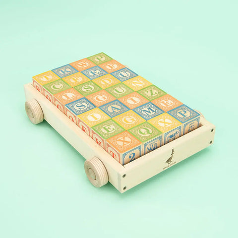 Uncle Goose Classic American-Made Wooden Alphabet Blocks Set With Sturdy Basswood Wagon – 28 Pieces | Made in USA Uncle Goose  Classic Goose