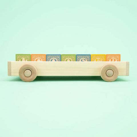 Uncle Goose Classic American-Made Wooden Alphabet Blocks Set With Sturdy Basswood Wagon – 28 Pieces | Made in USA Uncle Goose  Classic Goose