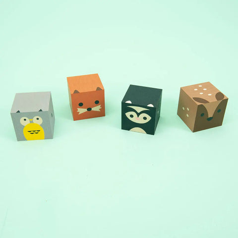 Uncle Goose Cubelings 4-Piece Forest Animal Wooden Blocks Set 1.75 Inch Cubes – Eco-Friendly Basswood | Made in USA Uncle Goose  Cubelings