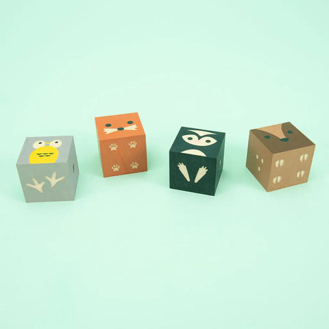 Uncle Goose Cubelings 4-Piece Forest Animal Wooden Blocks Set 1.75 Inch Cubes – Eco-Friendly Basswood | Made in USA Uncle Goose  Cubelings
