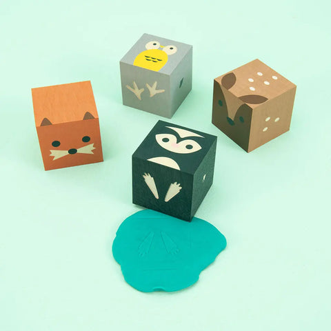 Uncle Goose Cubelings 4-Piece Forest Animal Wooden Blocks Set 1.75 Inch Cubes – Eco-Friendly Basswood | Made in USA Uncle Goose  Cubelings